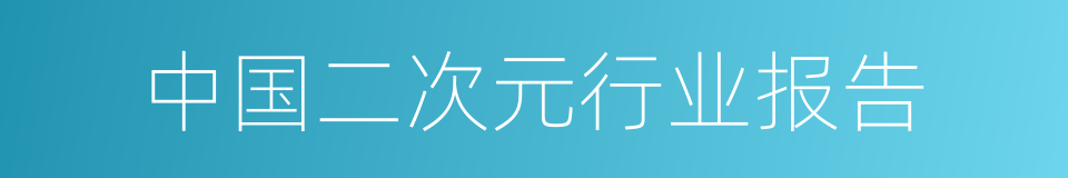 中国二次元行业报告的同义词