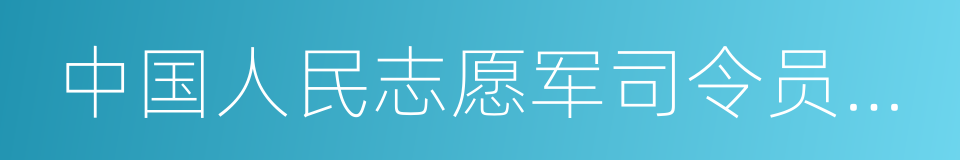 中国人民志愿军司令员兼政委的同义词