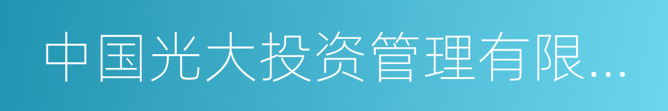 中国光大投资管理有限责任公司的同义词