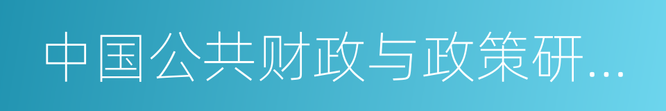 中国公共财政与政策研究院的同义词