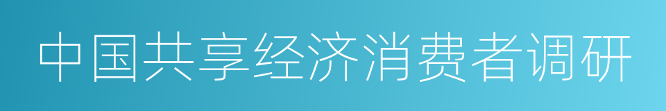 中国共享经济消费者调研的同义词