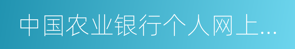 中国农业银行个人网上银行的同义词