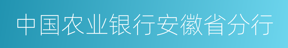 中国农业银行安徽省分行的同义词