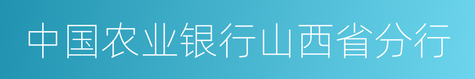 中国农业银行山西省分行的同义词