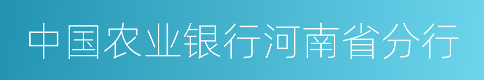 中国农业银行河南省分行的同义词