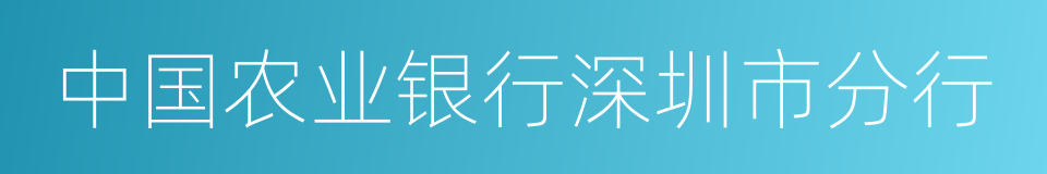 中国农业银行深圳市分行的同义词