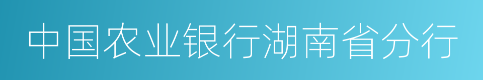 中国农业银行湖南省分行的同义词