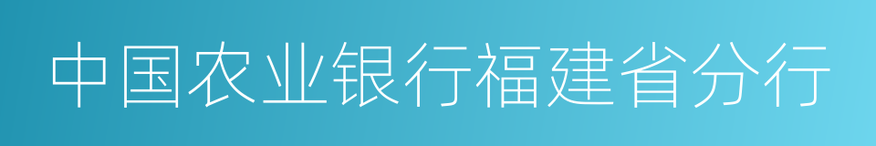 中国农业银行福建省分行的同义词