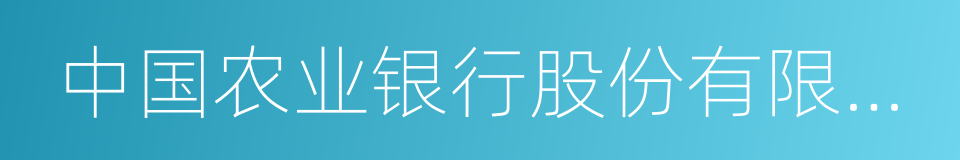 中国农业银行股份有限公司的同义词