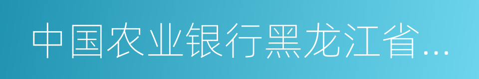 中国农业银行黑龙江省分行的同义词