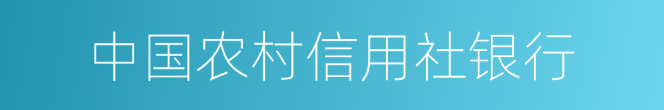 中国农村信用社银行的同义词