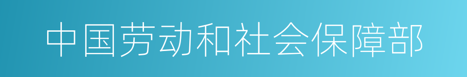 中国劳动和社会保障部的同义词