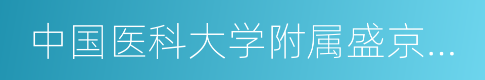 中国医科大学附属盛京医院大连医院的同义词