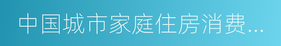 中国城市家庭住房消费调查报告的同义词