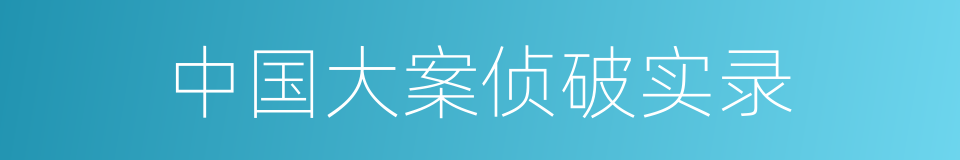 中国大案侦破实录的同义词