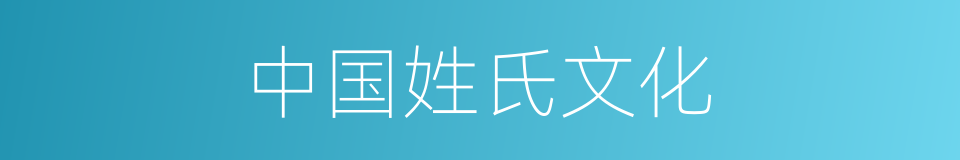 中国姓氏文化的同义词