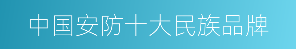 中国安防十大民族品牌的同义词