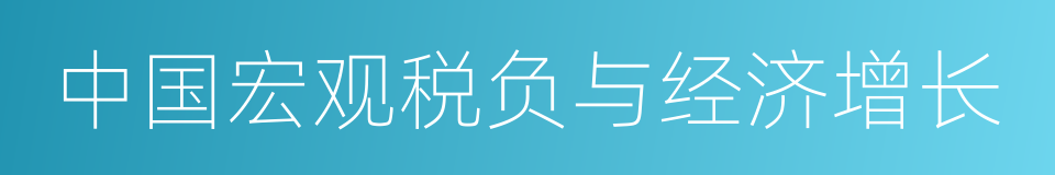 中国宏观税负与经济增长的同义词