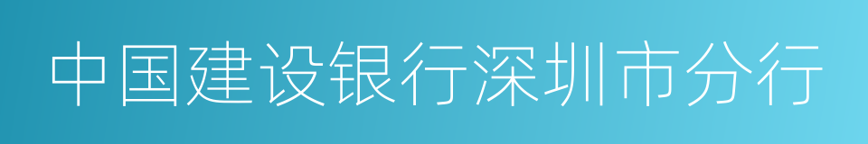 中国建设银行深圳市分行的同义词