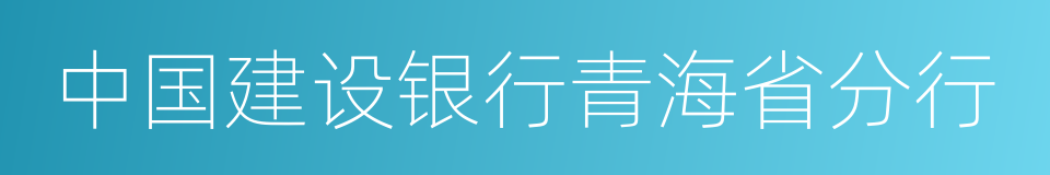 中国建设银行青海省分行的同义词