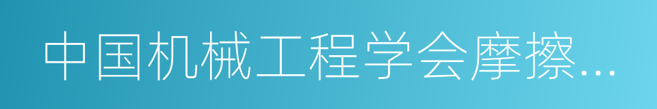 中国机械工程学会摩擦学分会的同义词