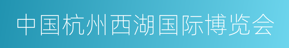 中国杭州西湖国际博览会的同义词