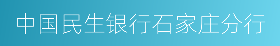 中国民生银行石家庄分行的同义词