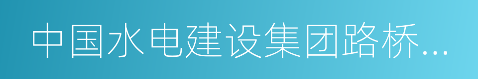 中国水电建设集团路桥工程有限公司的同义词