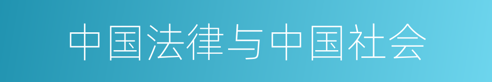 中国法律与中国社会的同义词