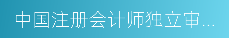 中国注册会计师独立审计准则的同义词