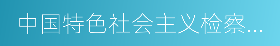 中国特色社会主义检察制度的同义词