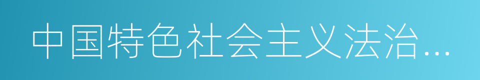 中国特色社会主义法治体系的意思