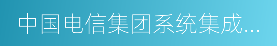 中国电信集团系统集成有限责任公司的同义词