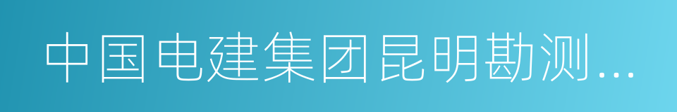 中国电建集团昆明勘测设计研究院有限公司的同义词