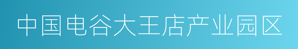 中国电谷大王店产业园区的同义词