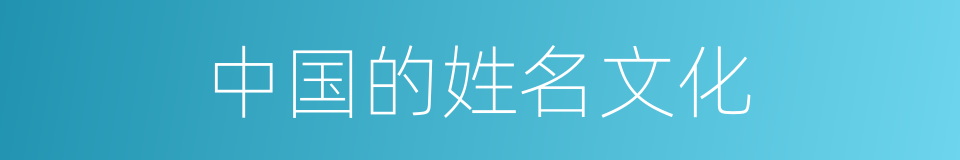 中国的姓名文化的同义词