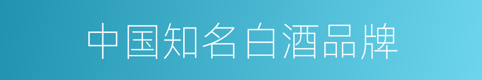 中国知名白酒品牌的同义词