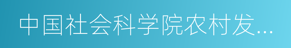 中国社会科学院农村发展研究所的同义词