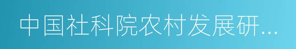 中国社科院农村发展研究所的同义词