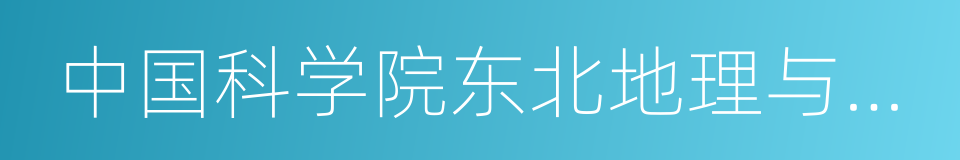 中国科学院东北地理与农业生态研究所的同义词