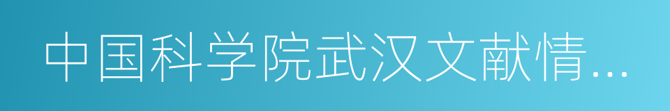 中国科学院武汉文献情报中心的同义词