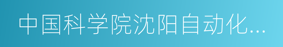 中国科学院沈阳自动化研究所的同义词