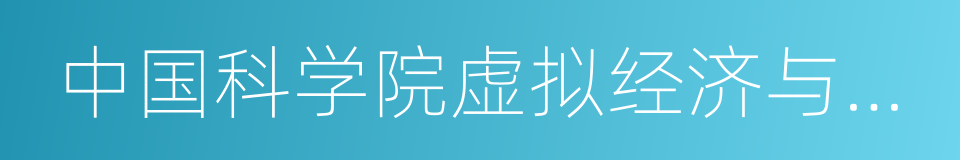 中国科学院虚拟经济与数据科学研究中心的同义词