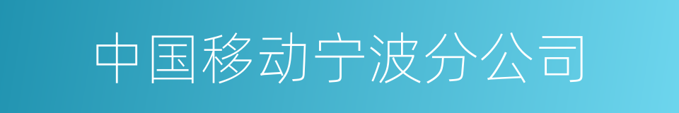 中国移动宁波分公司的同义词