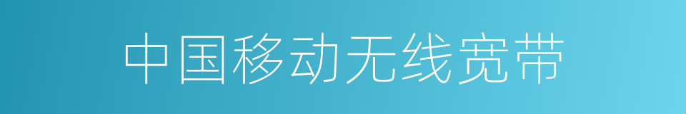 中国移动无线宽带的同义词