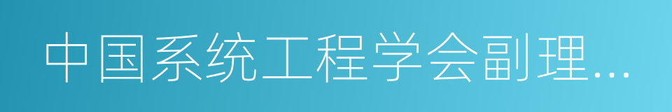 中国系统工程学会副理事长的同义词