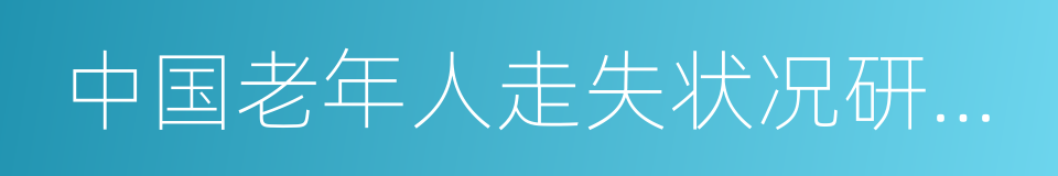 中国老年人走失状况研究报告的同义词