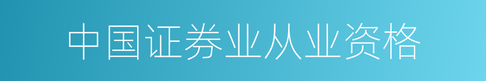 中国证券业从业资格的同义词