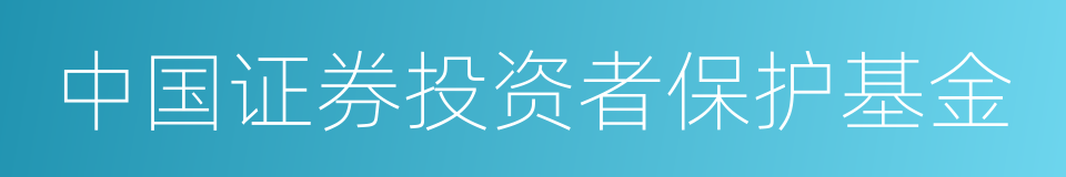 中国证券投资者保护基金的同义词