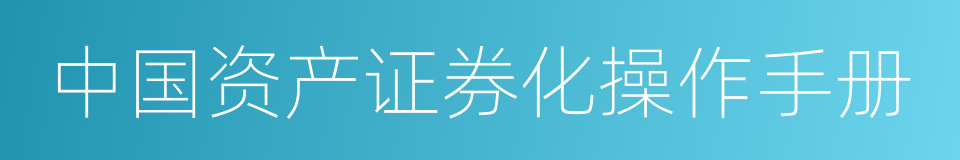 中国资产证券化操作手册的同义词